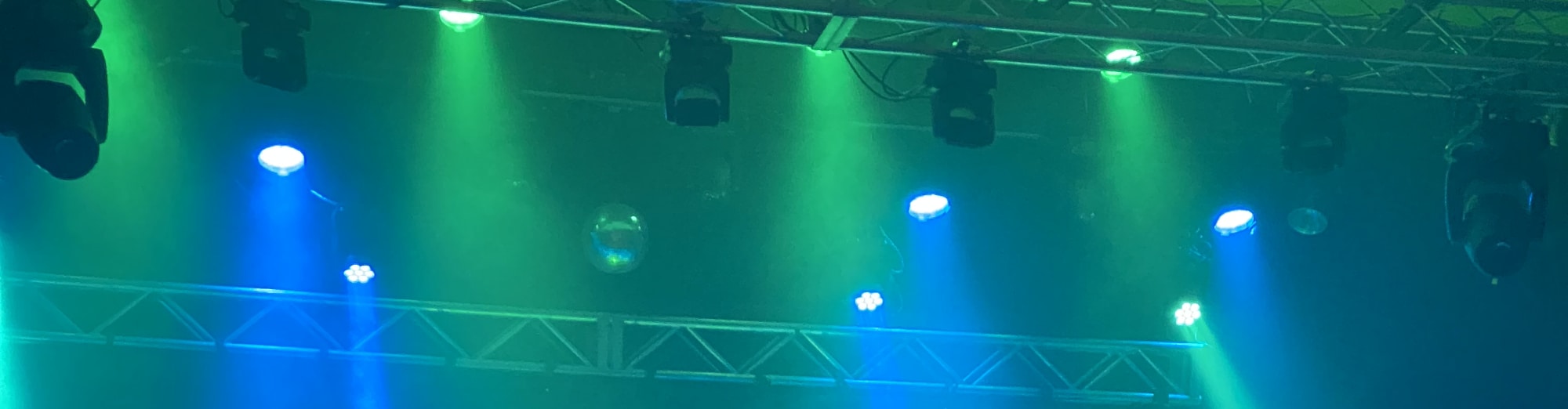 blue and green theater stage lights Morgantown